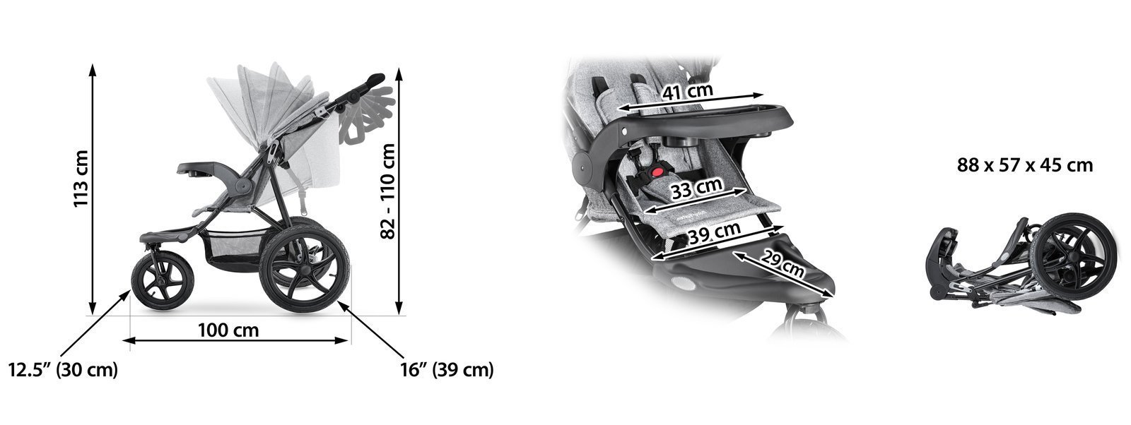 Moby-System MOUNTAN - jogging stroller - dimensions