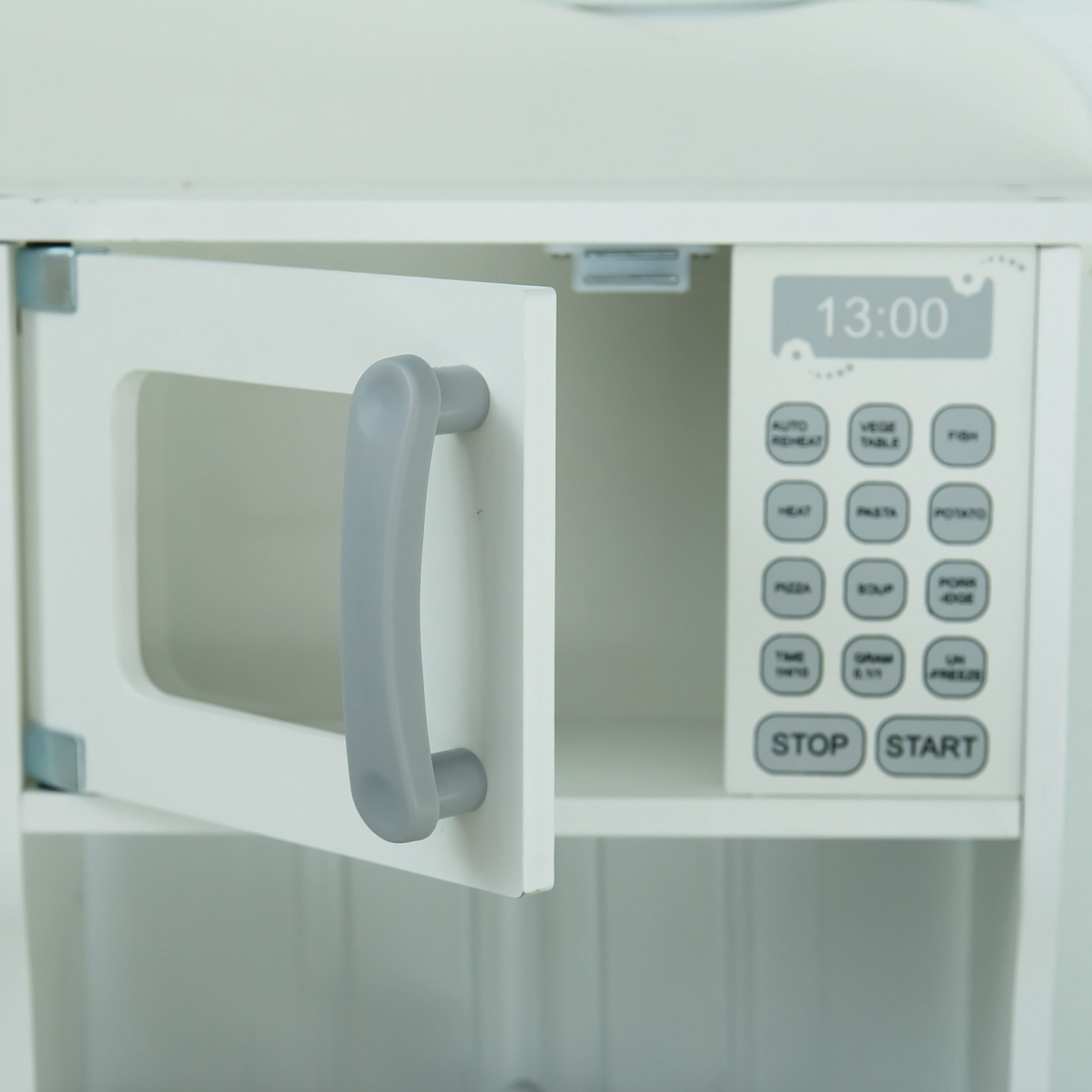 Medinė vaikų virtuvėlė su mikrobangų krosnele