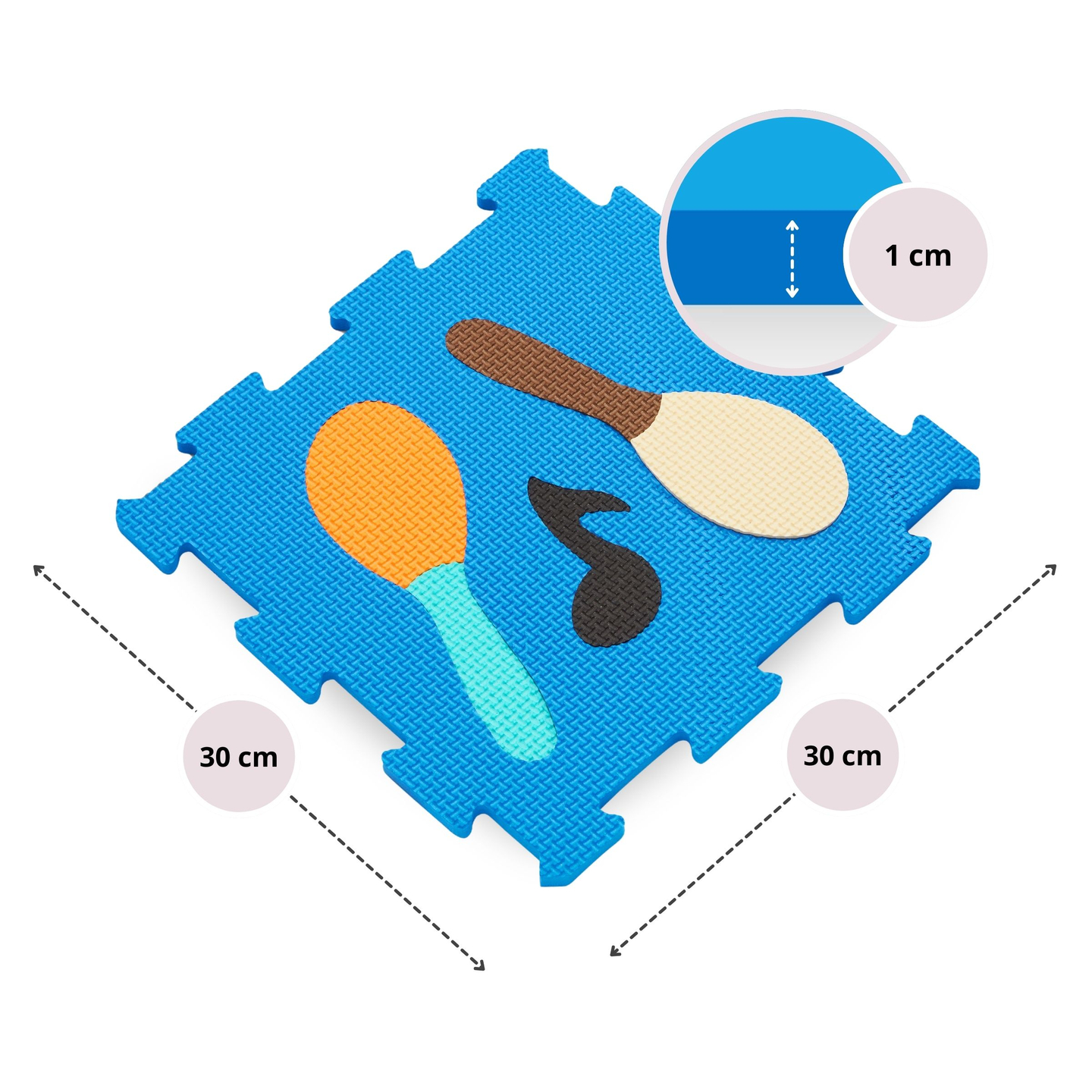 Mokomasis putplasčio dėlionės kilimėlis 90 x 90 x 1 cm - EVA putplastis - dizainas: instrumentai