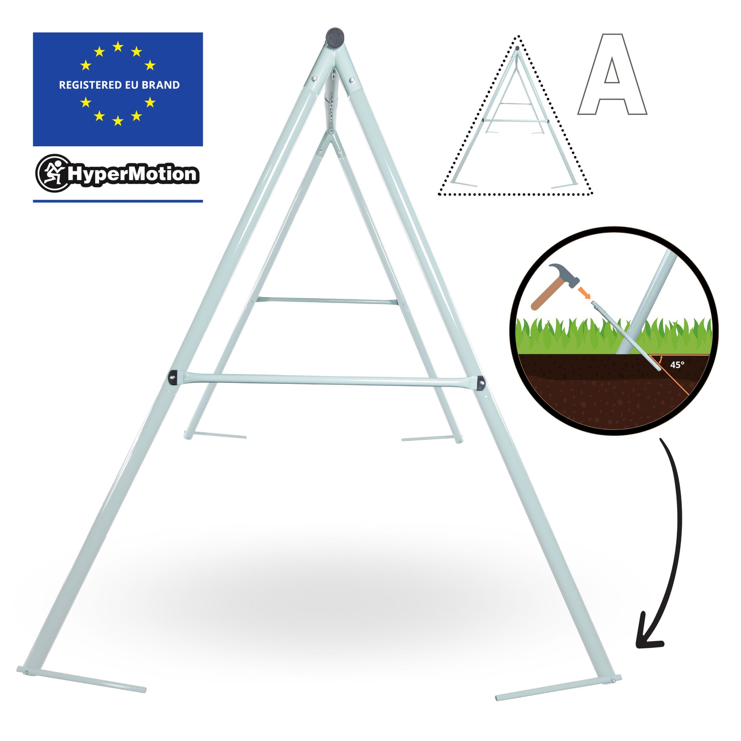 Dvigubos sodo sūpynės su karkasu ir virvėmis - sėdyne ir gandralizdžiu
