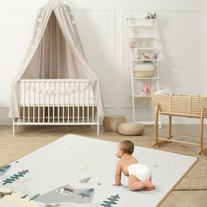 Dvipusis putų kilimėlis XXL - ritinėlis 1 CM (miškas ir kalnai)