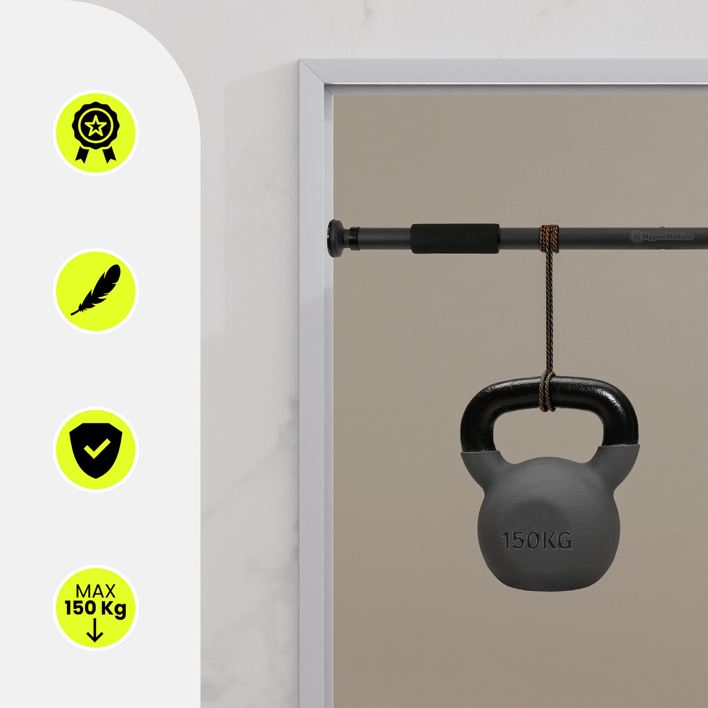 HyperMotion reguliuojamas prisitraukimų skersinis 80–130 cm, 150 kg, juodas