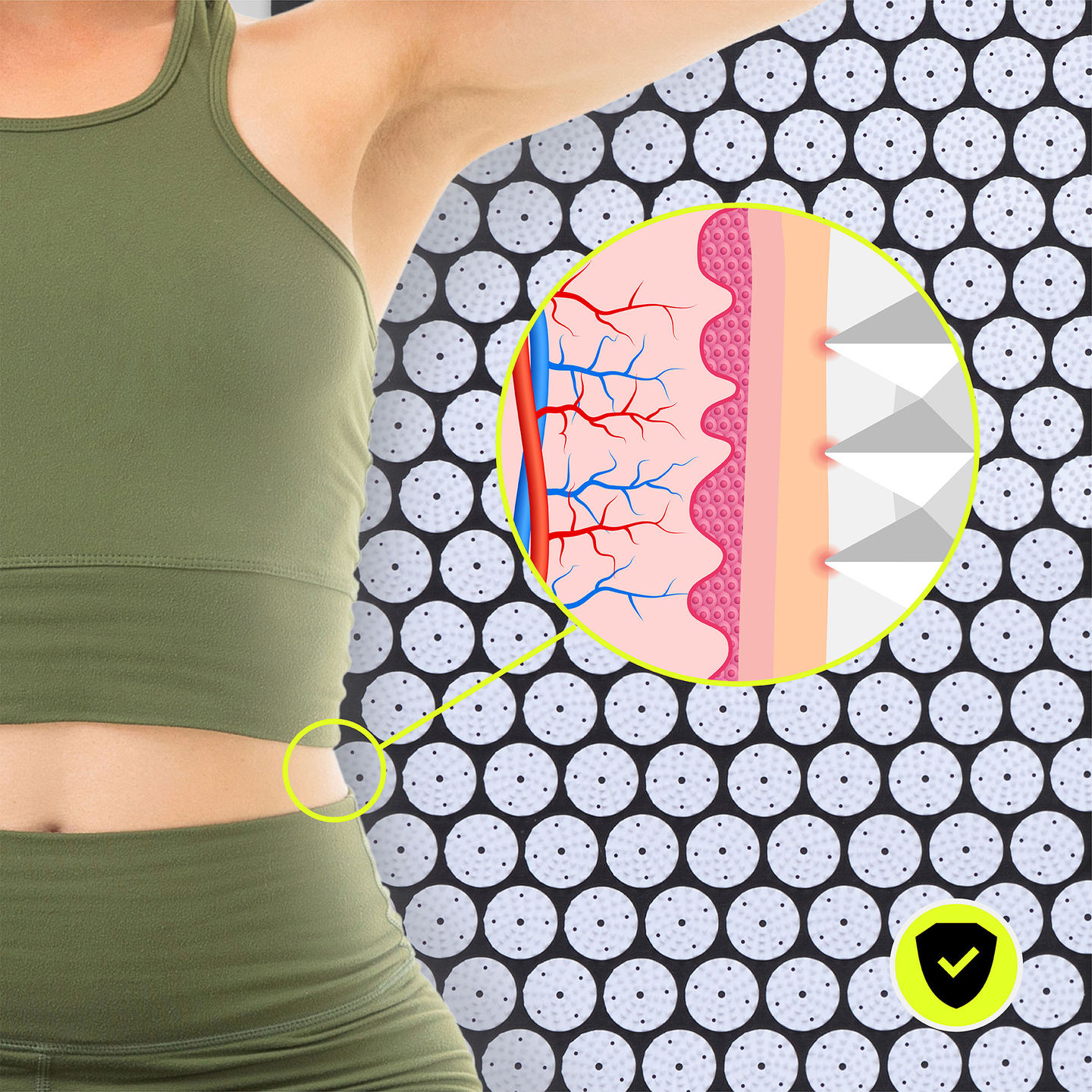 EKO lininis akupresūros kilimėlis su kokoso pluoštu ir grikių pagalvėle – 68 cm „HyperMotion“ juodos ir baltos spalvos