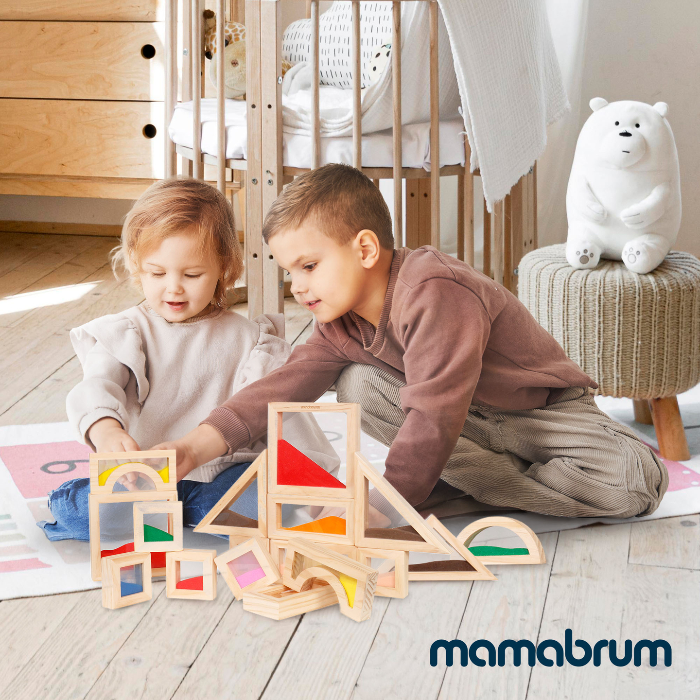 Medinės sensorinės kaladėlės - 18 vienetų