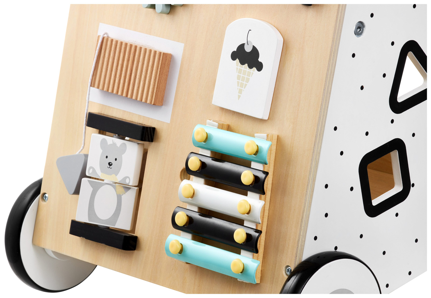 Medinė lavinamoji vaikštynė / vežimėlis - manipuliacinė lenta