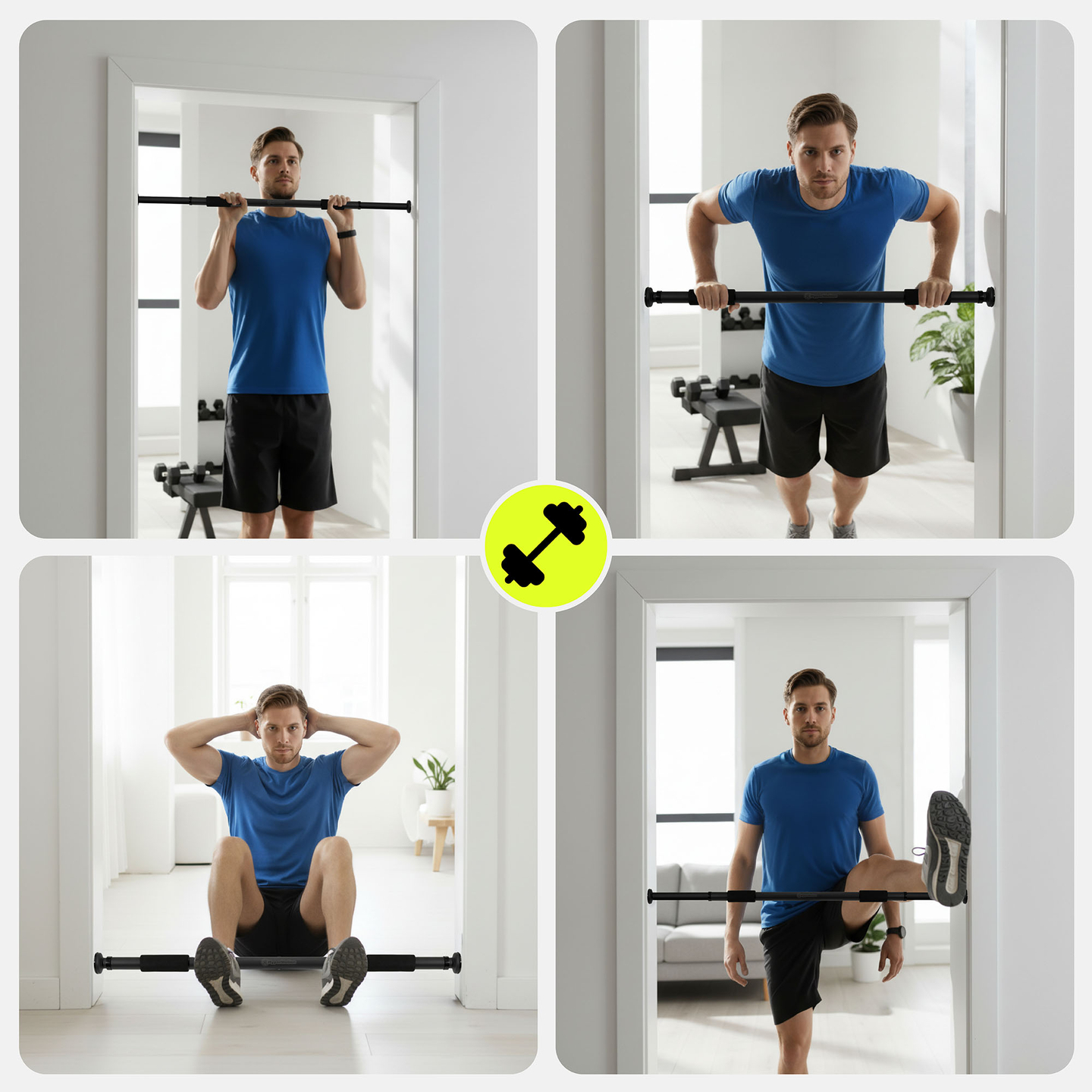 HyperMotion reguliuojamas prisitraukimų skersinis 80–130 cm, 150 kg, juodas