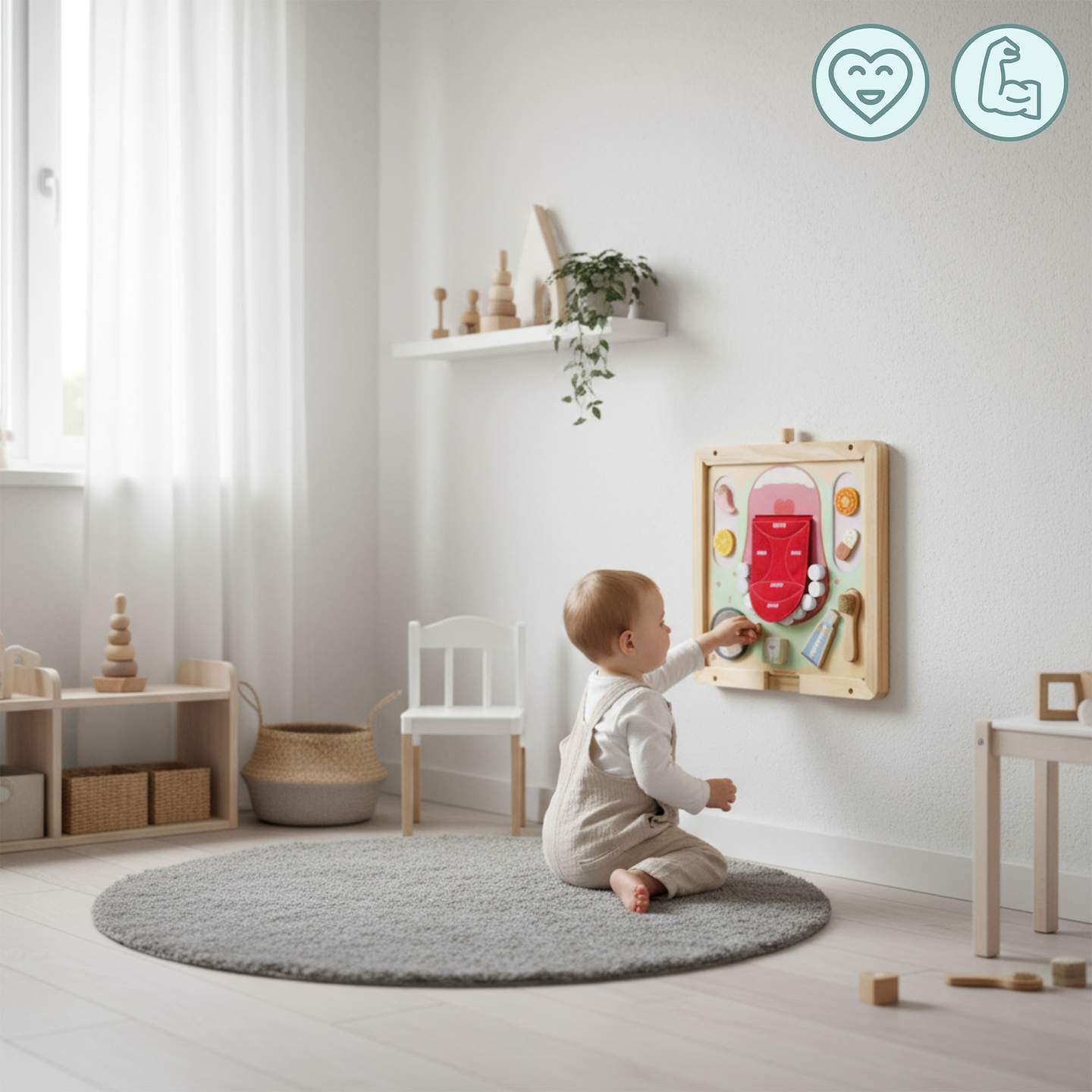 Medinis sieninis rėmas – skirtas „Mamabrum“ edukacinių lentų tvirtinimui