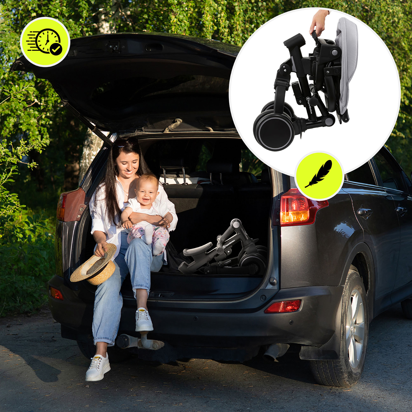 8in1 daugiafunkcinis triratis TOBI FOREST - pilkas