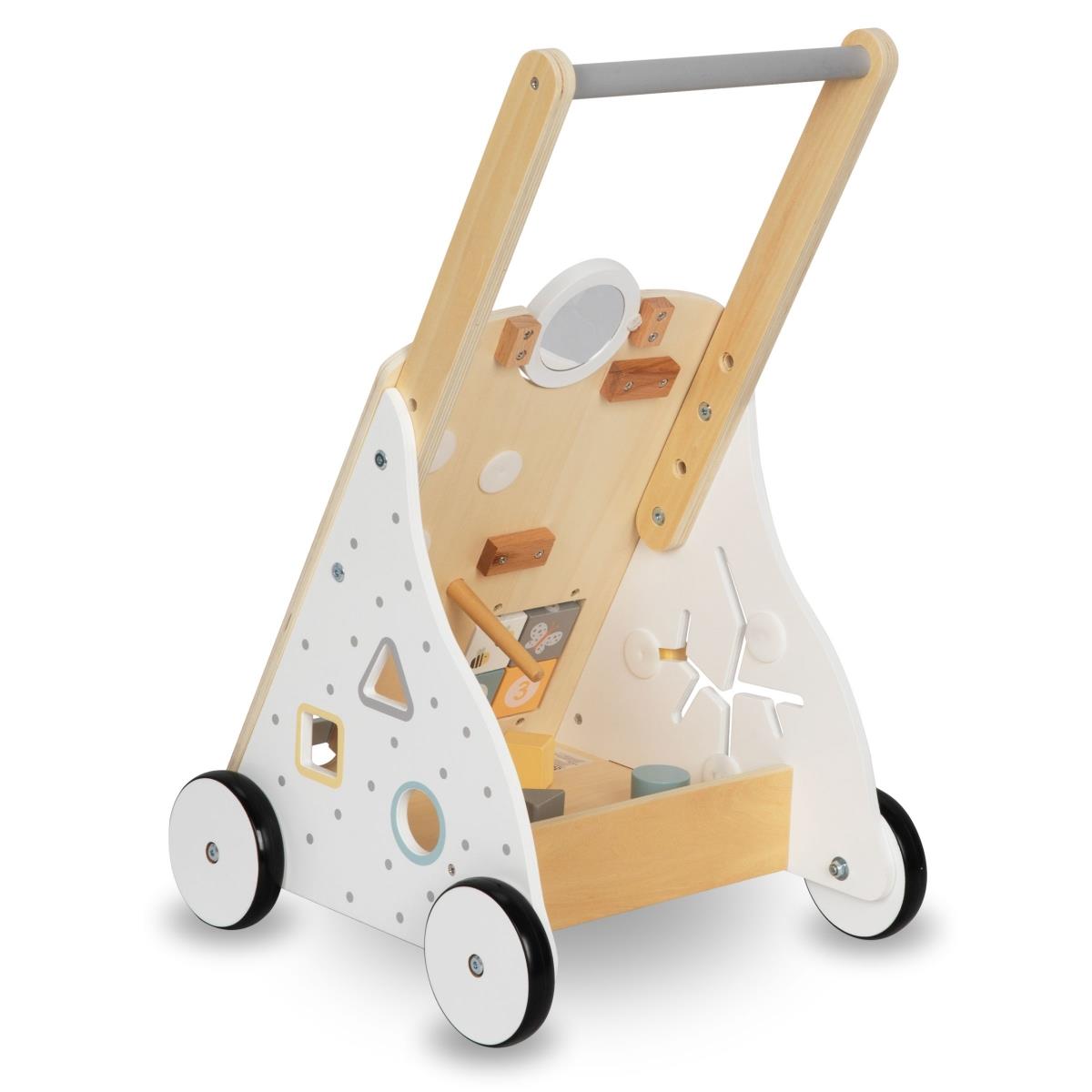 Edukacinė medinė vaikštynė 8in1 / kūdikių stumdyklė - manipuliacinė lenta