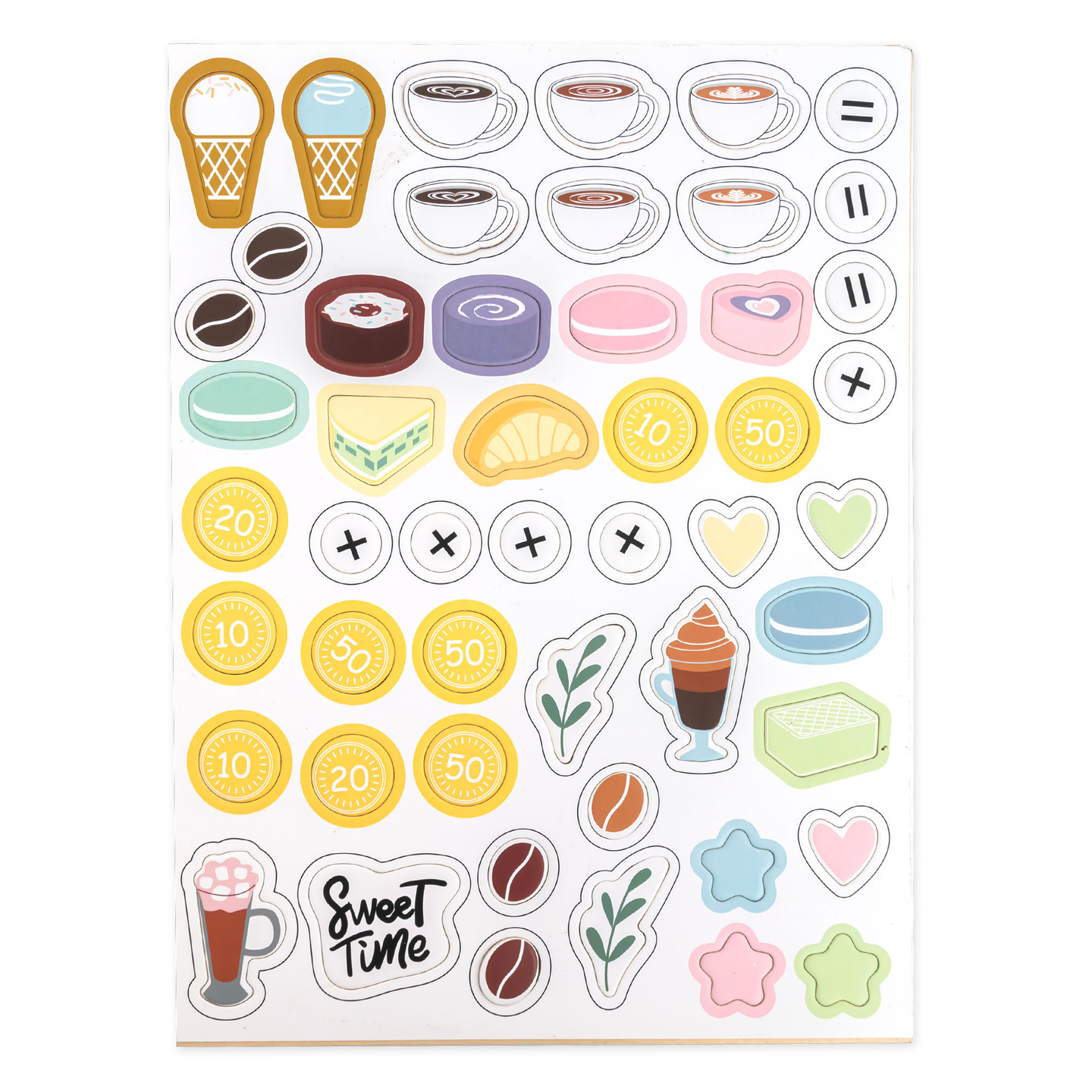 Didelė medinė ledainė su magnetine lenta, kavos aparatu ir ledų bei desertų rinkiniu - daugiau nei 70 detalių!