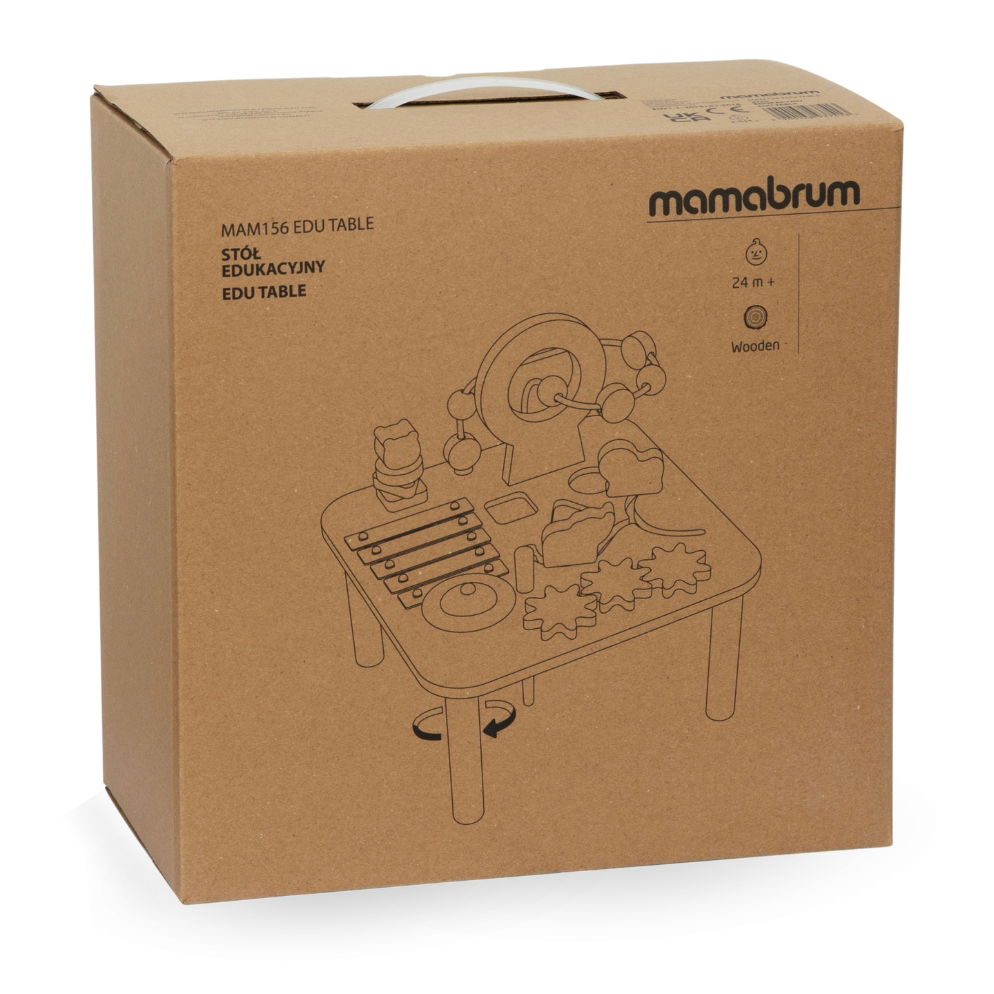 Medinis edukacinis 7 viename muzikinis stalas su cimbolais ir gongu – laukinės džiunglės