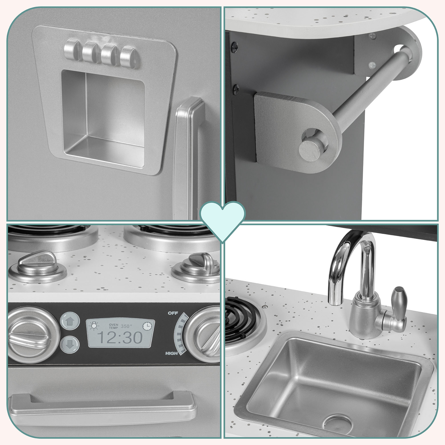 XXL medinė virtuvė su LED apšvietimu, prijuoste ir priedais