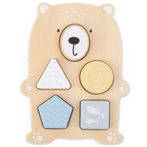 Medinių žaislų rinkinys - spalvotas persipynimas, ruonių piramidė, meškiukų rūšiuoklė