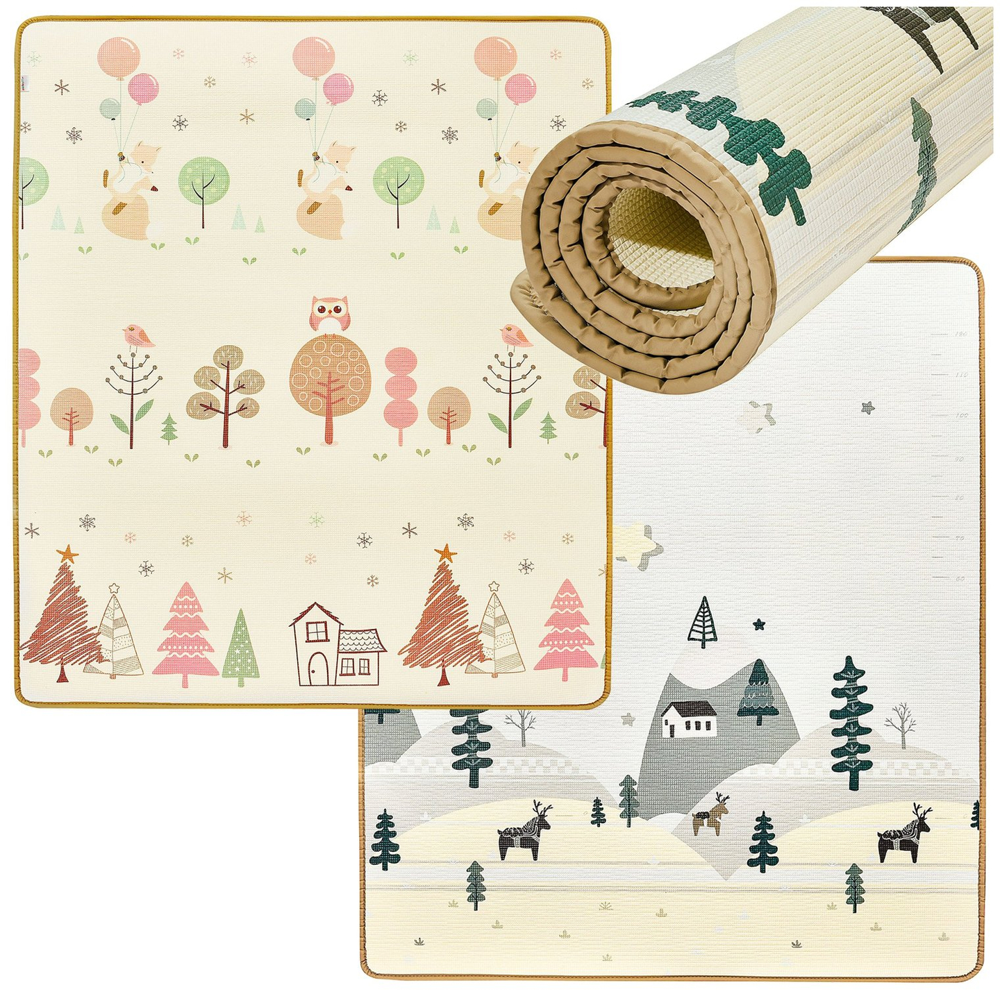 Dvipusis putų kilimėlis XXL - ritinėlis 1 CM (miškas ir kalnai)