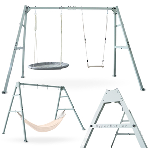 Dvigubos sūpynės su priedais - plieninis rėmas - eršketo lizdas, sūpynės ir hamakas