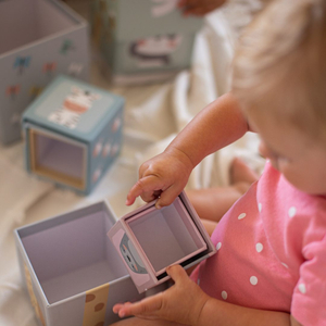 Dėlionių bokštas vaikams 10 dalių - skaičiai ir gyvūnai