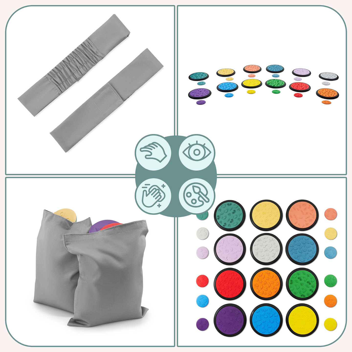 Spalvoti sensoriniai diskai vaikams - 24 vienetai