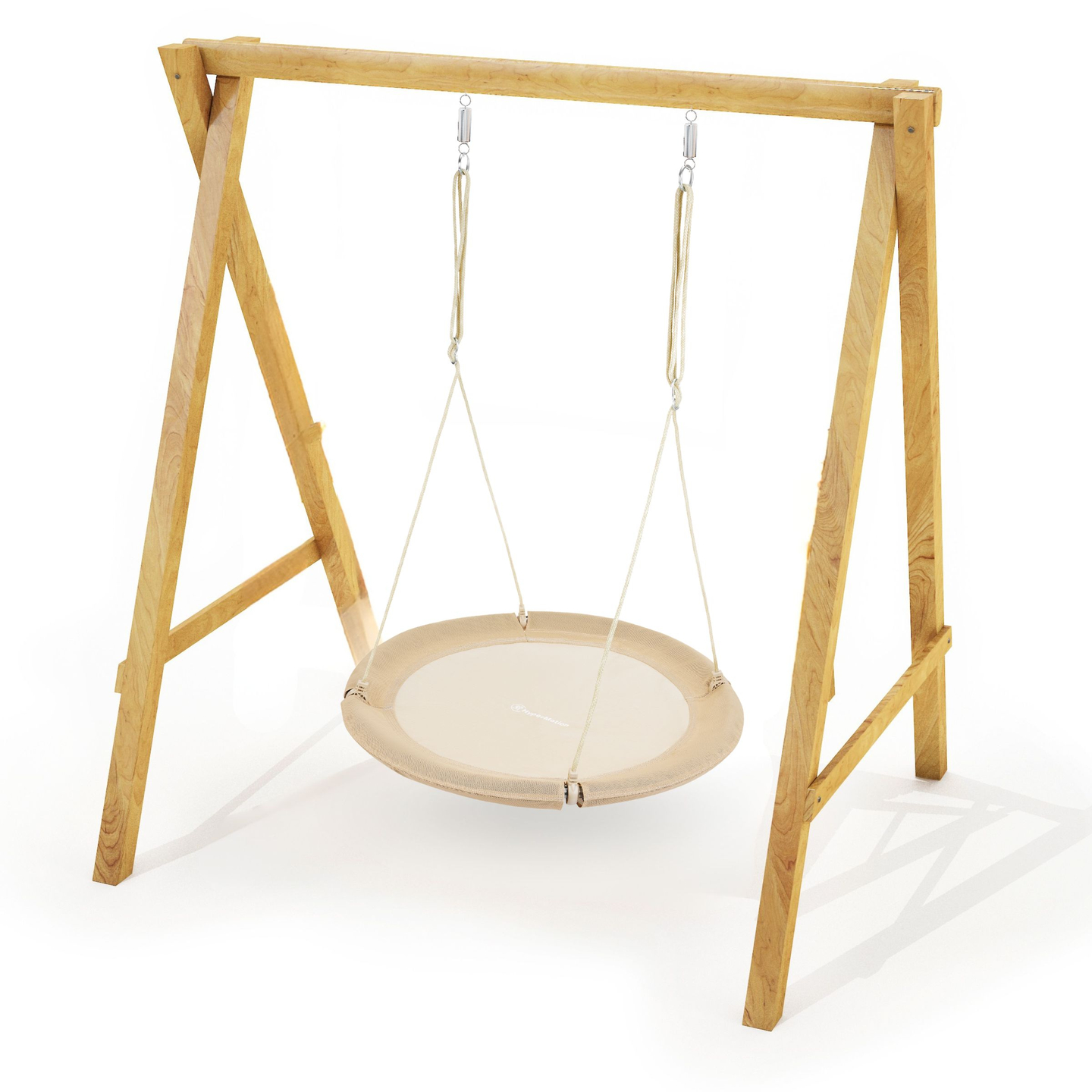 "HyperMotion" 100 cm skersmens, boho smėlio spalvos supynės su erškėtrožės lizdu