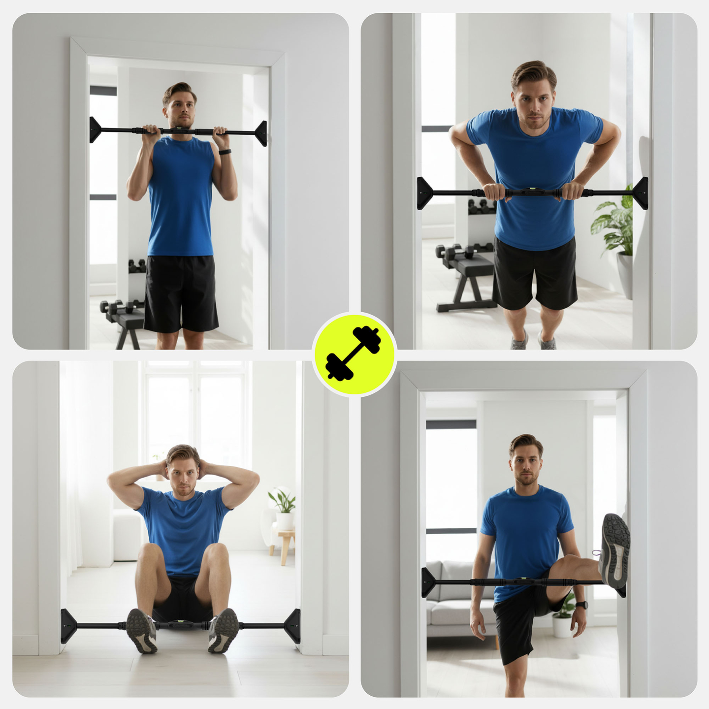 „HyperMotion“ reguliuojamo aukščio prisitraukimų skersinis 70–100 cm, 200 kg, juodas