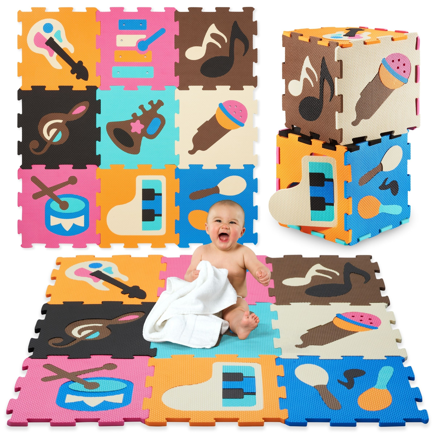 Mokomasis putplasčio dėlionės kilimėlis 90 x 90 x 1 cm - EVA putplastis - dizainas: instrumentai