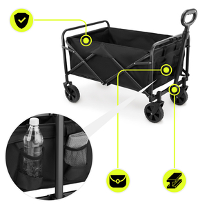 "HyperMotion" sulankstomas paplūdimio vežimėlis - juodas, 80 kg