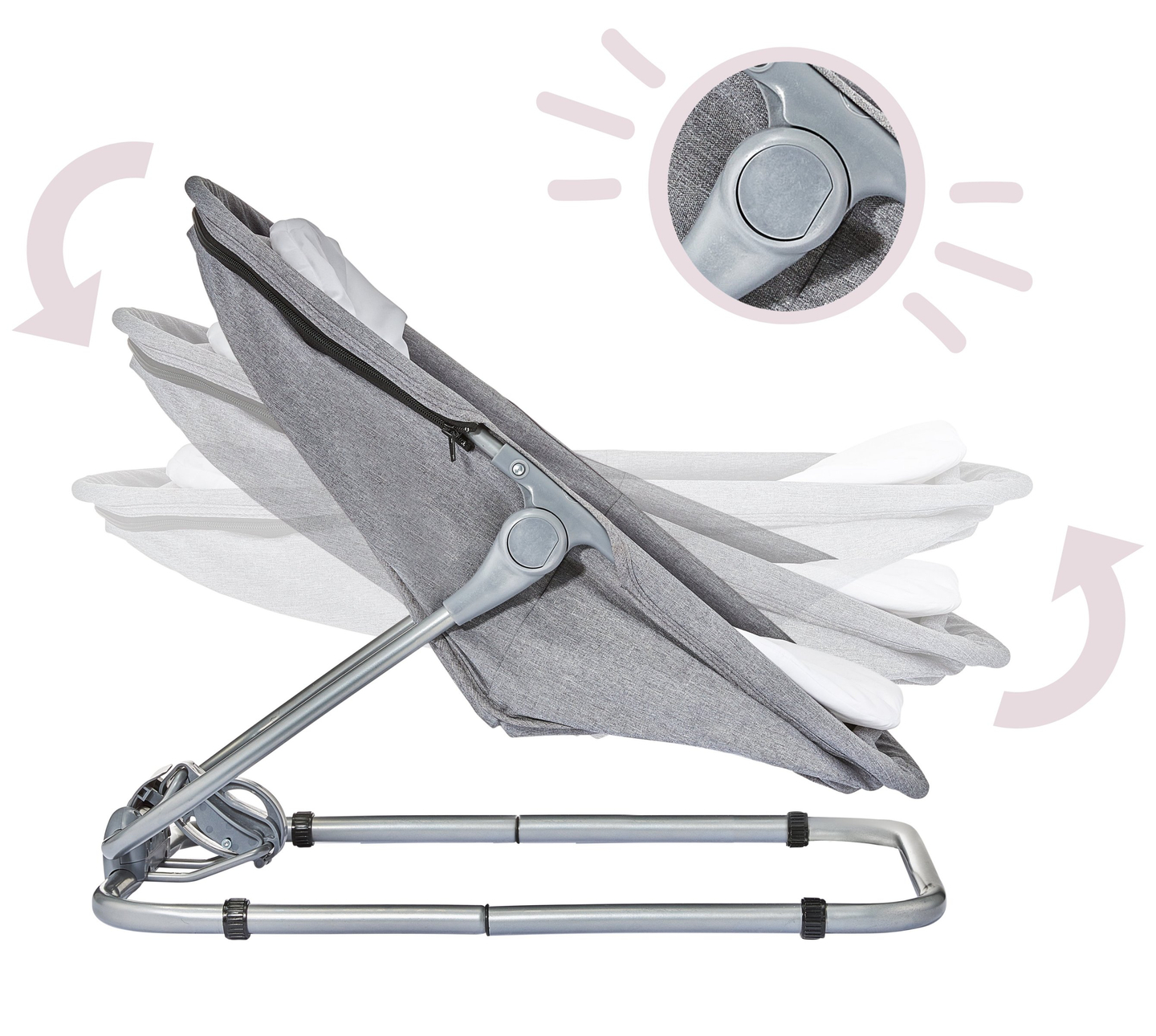 Šezlongas + plūduriavimo sėdynė + vaikiška lovytė 3 viename - Moby-System MILA