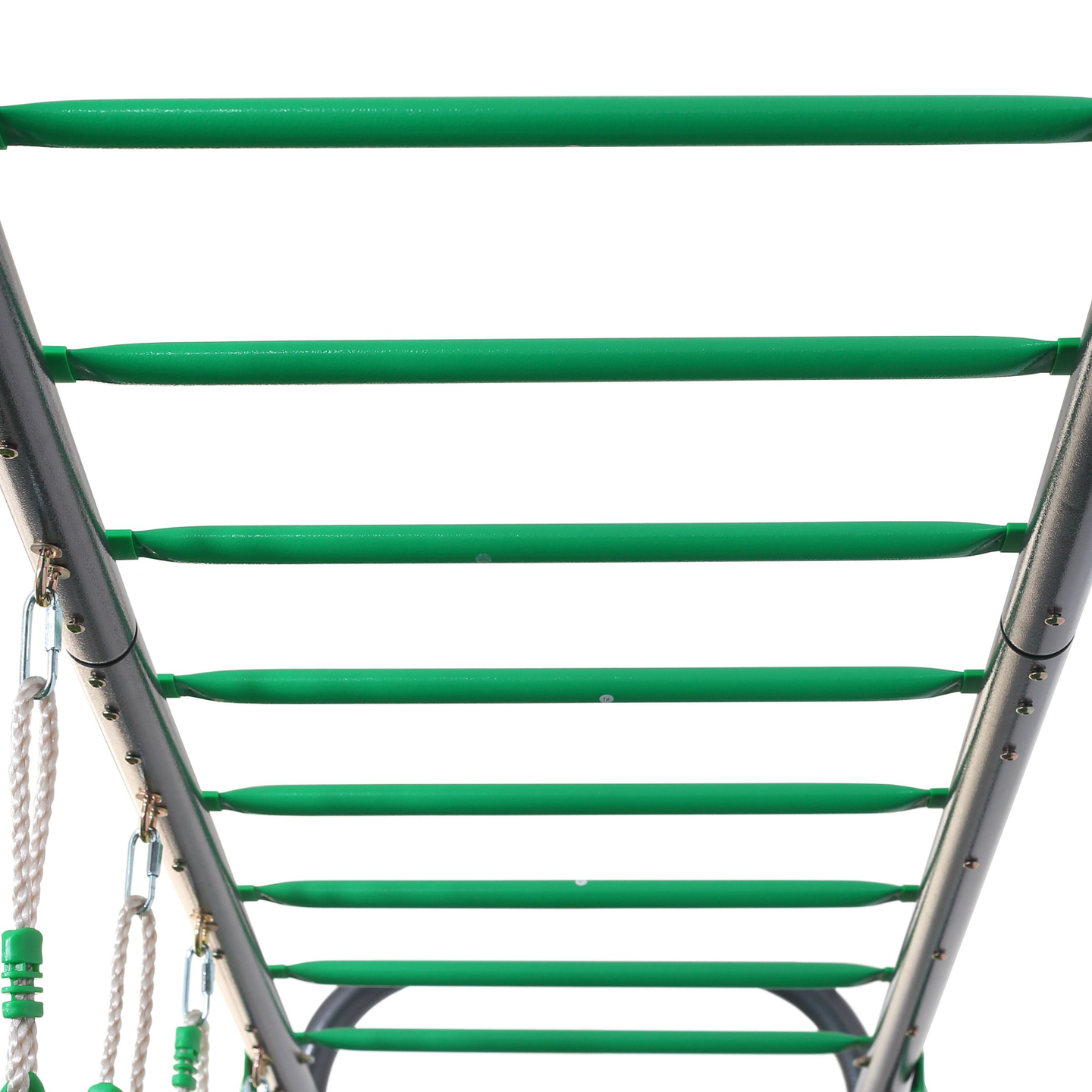 XXL plieninės sodo sūpynės - 2 sėdynės, kopėčios, gimnastikos trapecijos