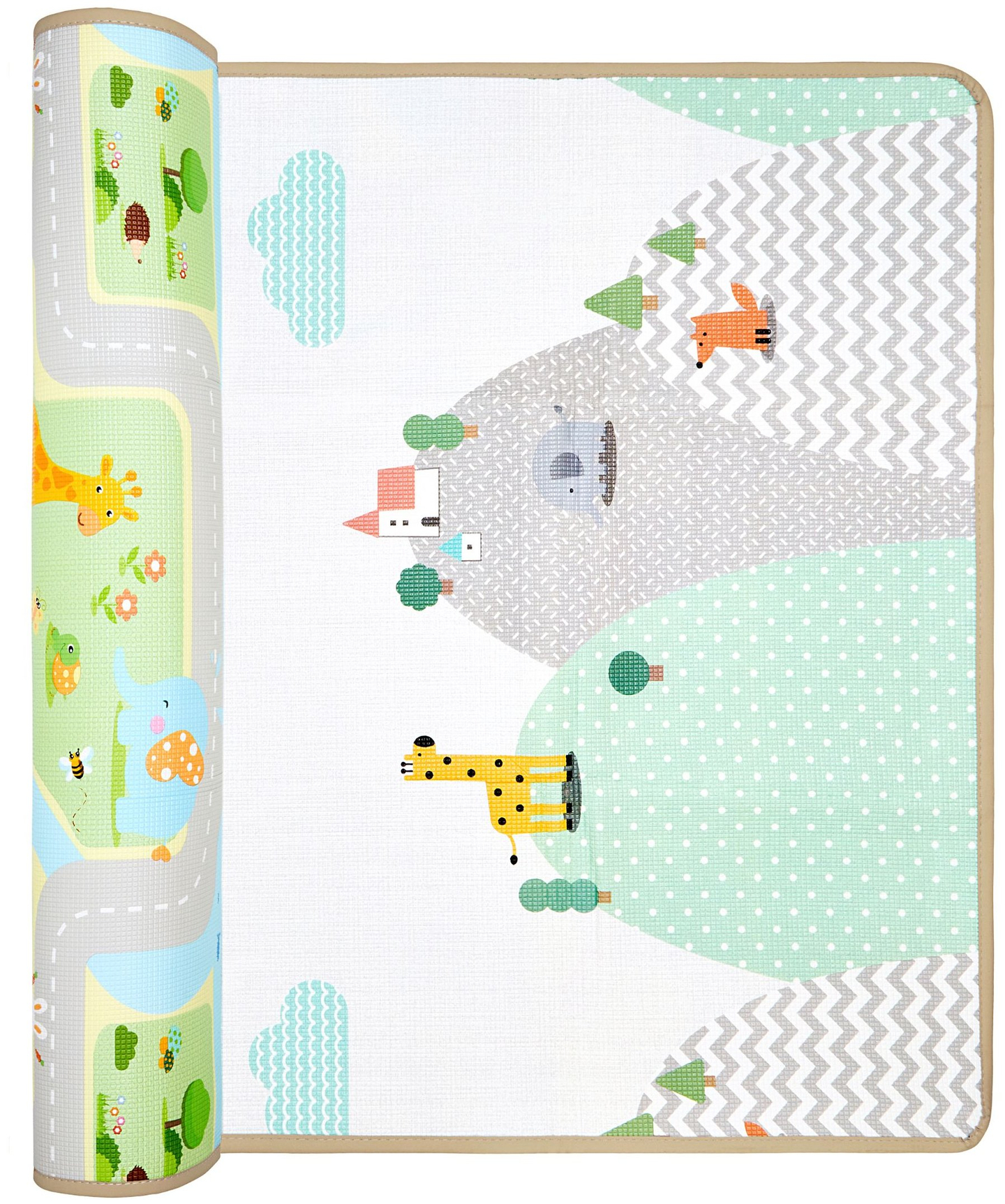 Dvipusis putplasčio kilimėlis - miškas ant kalvos / saulėtas miestas