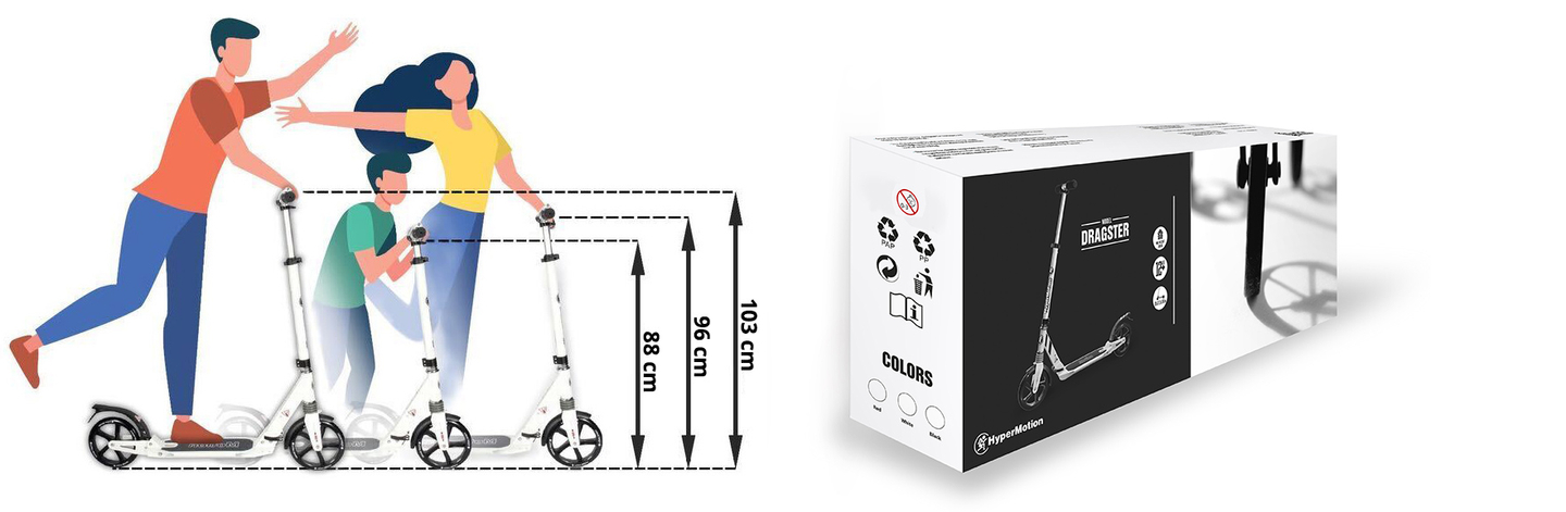 "HyperMotion DRAGSTER" miesto paspirtukas Juodas