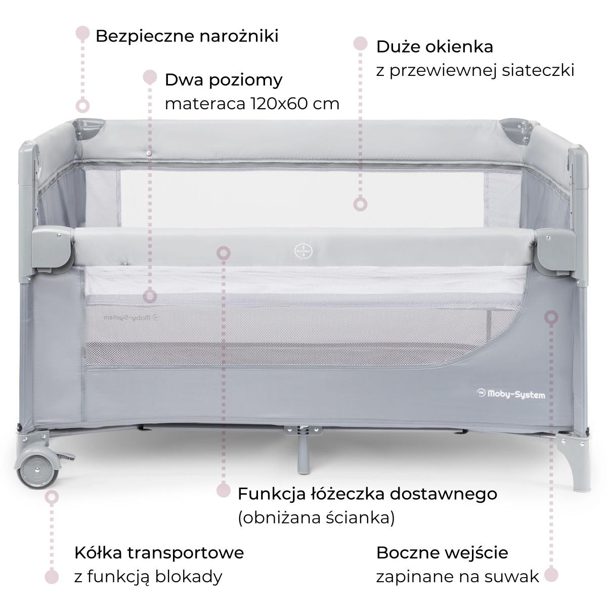 "3-in-1" vaikiška lovytė su pervystymo stalu, čiužiniu ir nešiojimo krepšiu