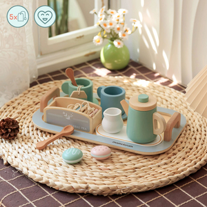 Didelis medinis arbatos rinkinys su padėklu - 18 vienetų