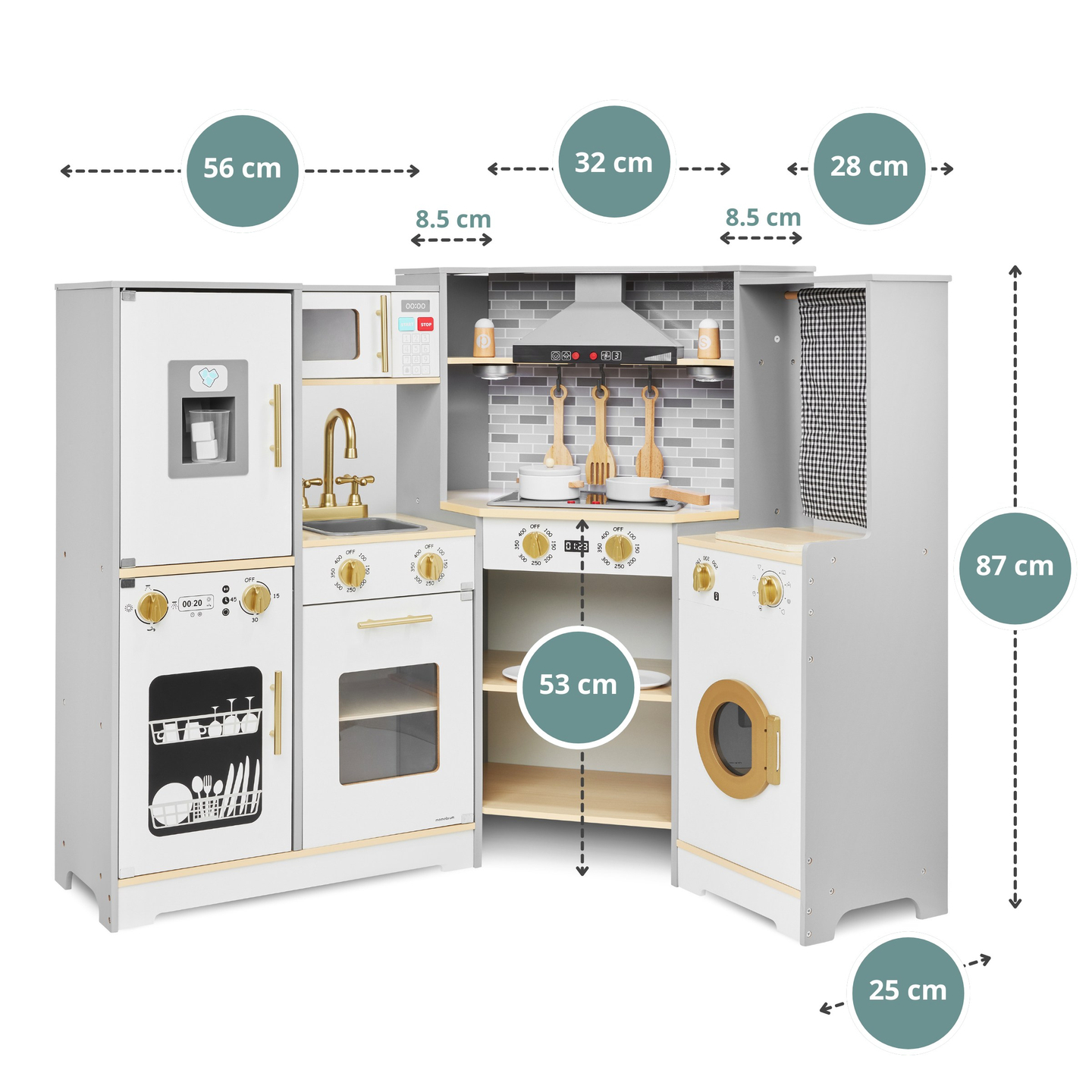 XXXL medinė interaktyvi virtuvė su LED apšvietimu, gartraukiu ir priedais