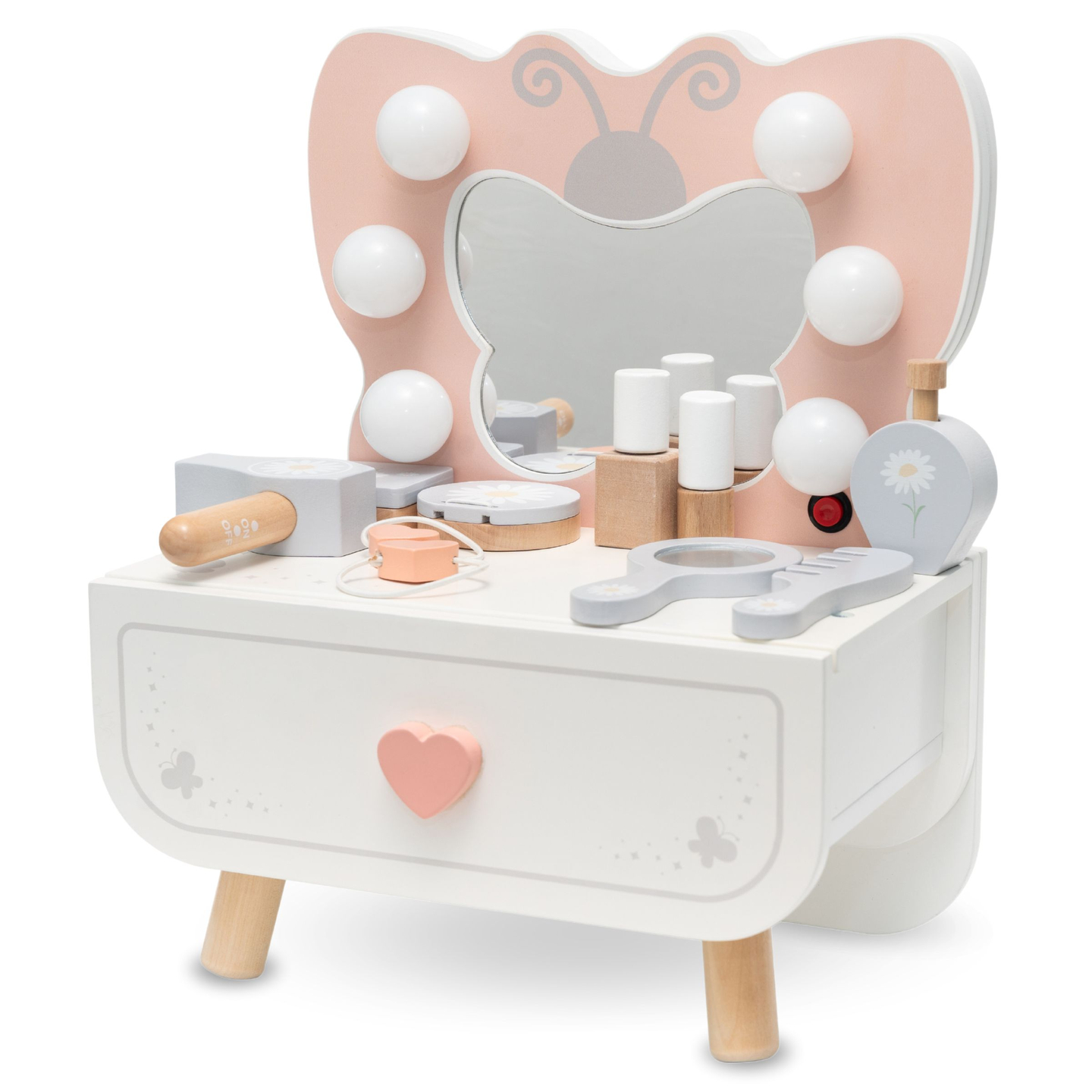 Medinis mini tualetinis staliukas su LED apšvietimu - Butterfly