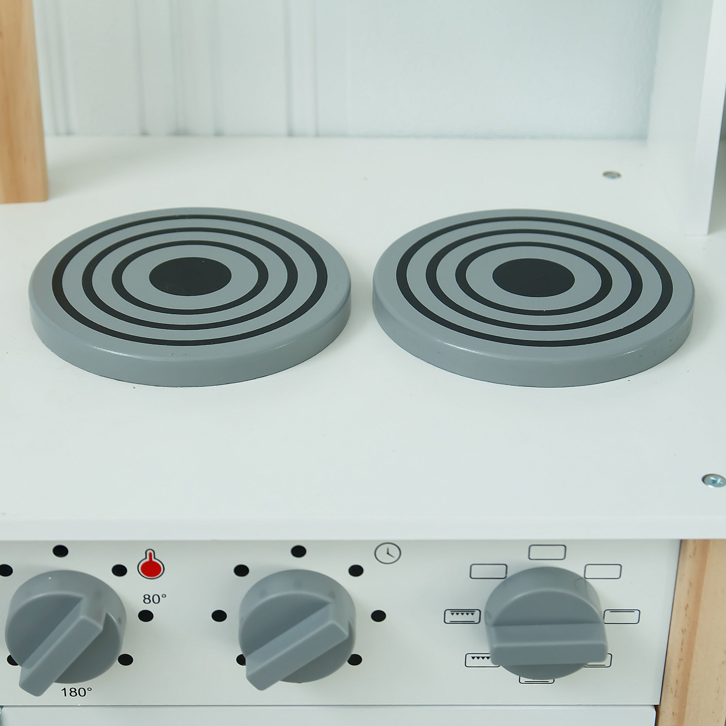 Medinė vaikų virtuvėlė su mikrobangų krosnele