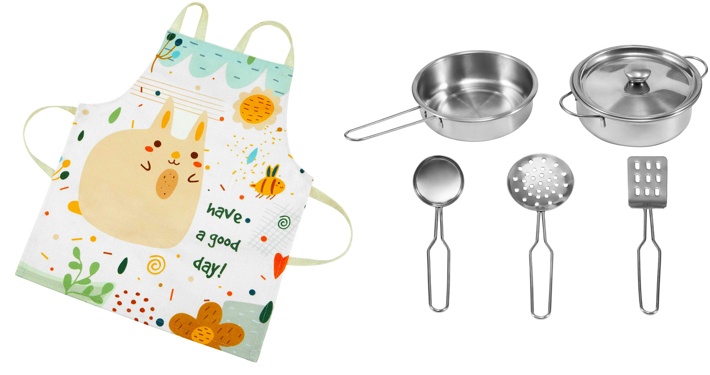 Kampinė medinė XXXL virtuvė su šaldytuvu, orkaite, skalbimo mašina, prijuoste ir priedais