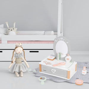 Medinis vaikiškas tualetinis staliukas su priedais