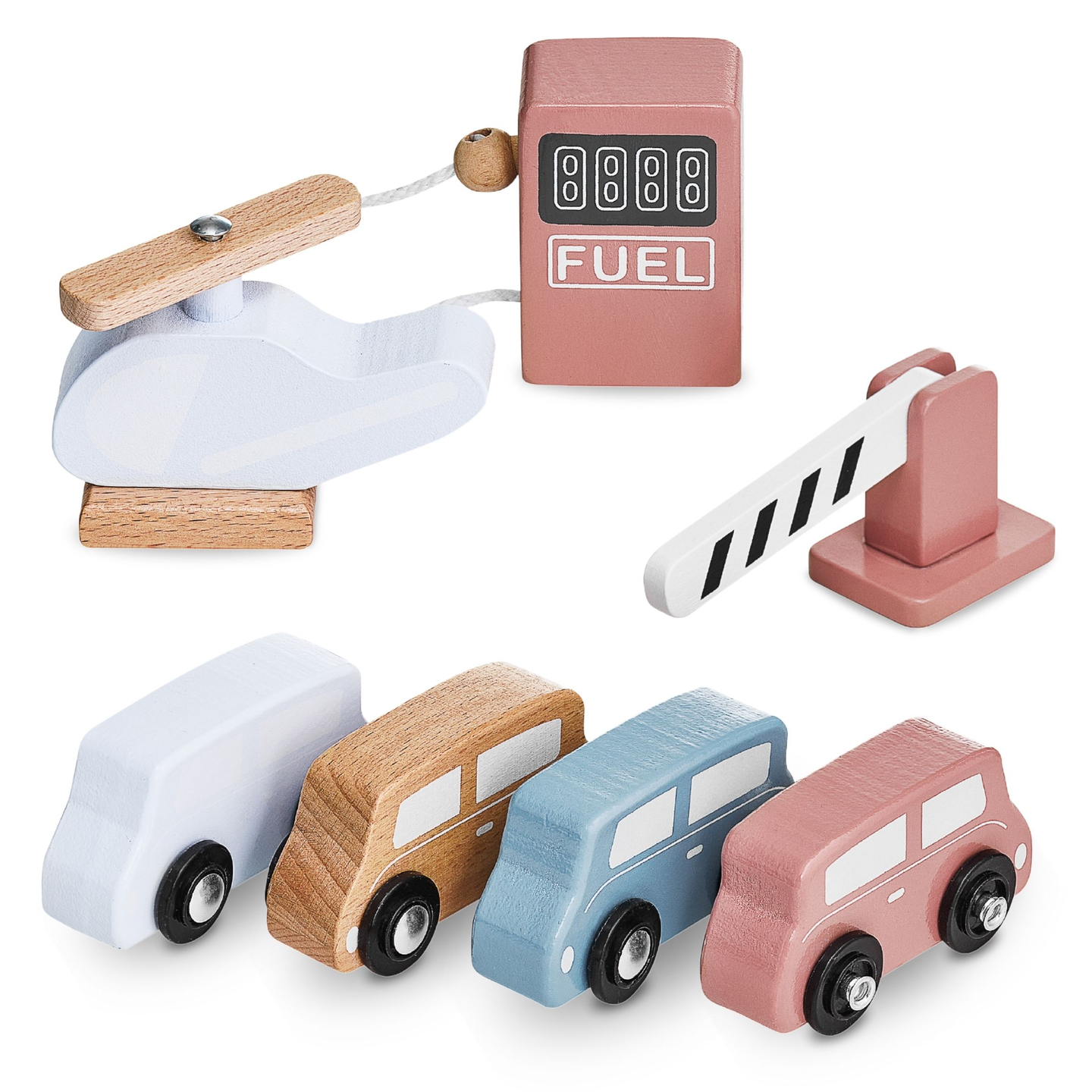 Medinė trijų aukštų automobilių stovėjimo aikštelė su liftu - garažas automobiliams ir sraigtasparniui