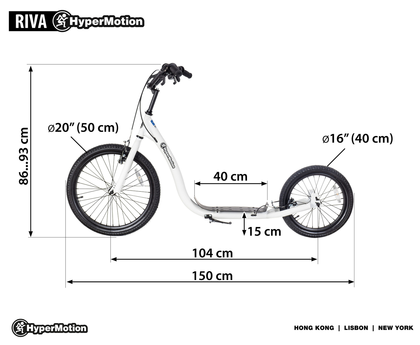 "HyperMotion RIVA" miesto paspirtukas su 50 cm ir 40 cm pripučiamais ratais