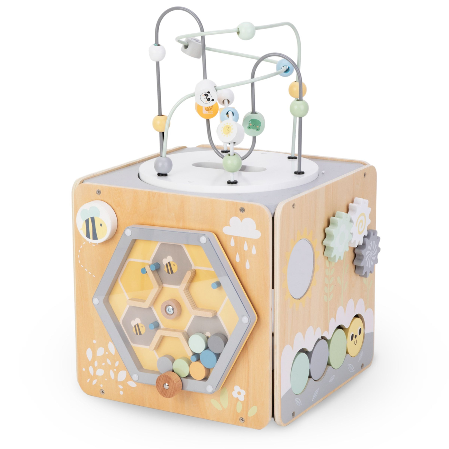 Didelis medinis veiklos kubas su kilpa - Montessori