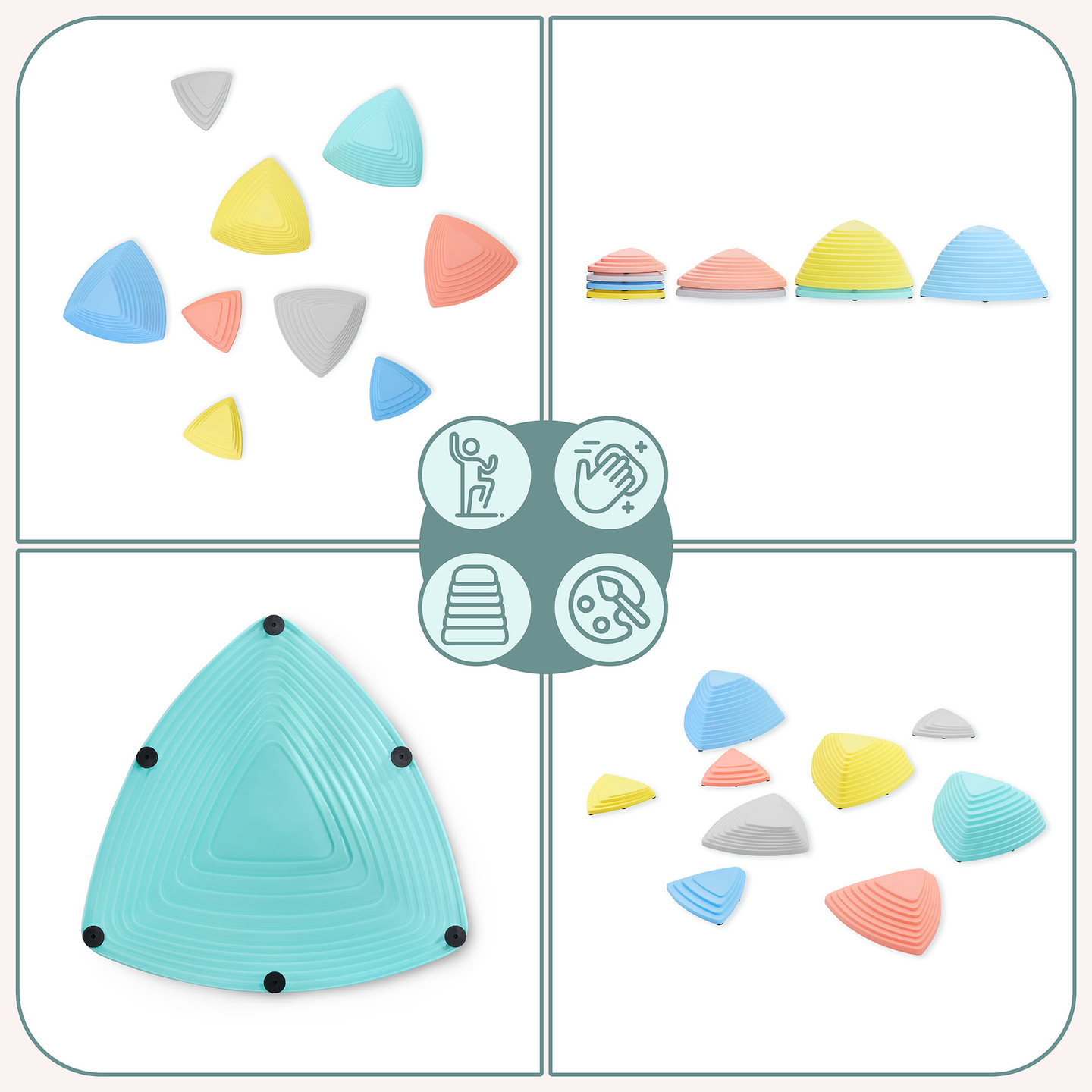 Spalvingi balansavimo akmenys - 9 vienetai