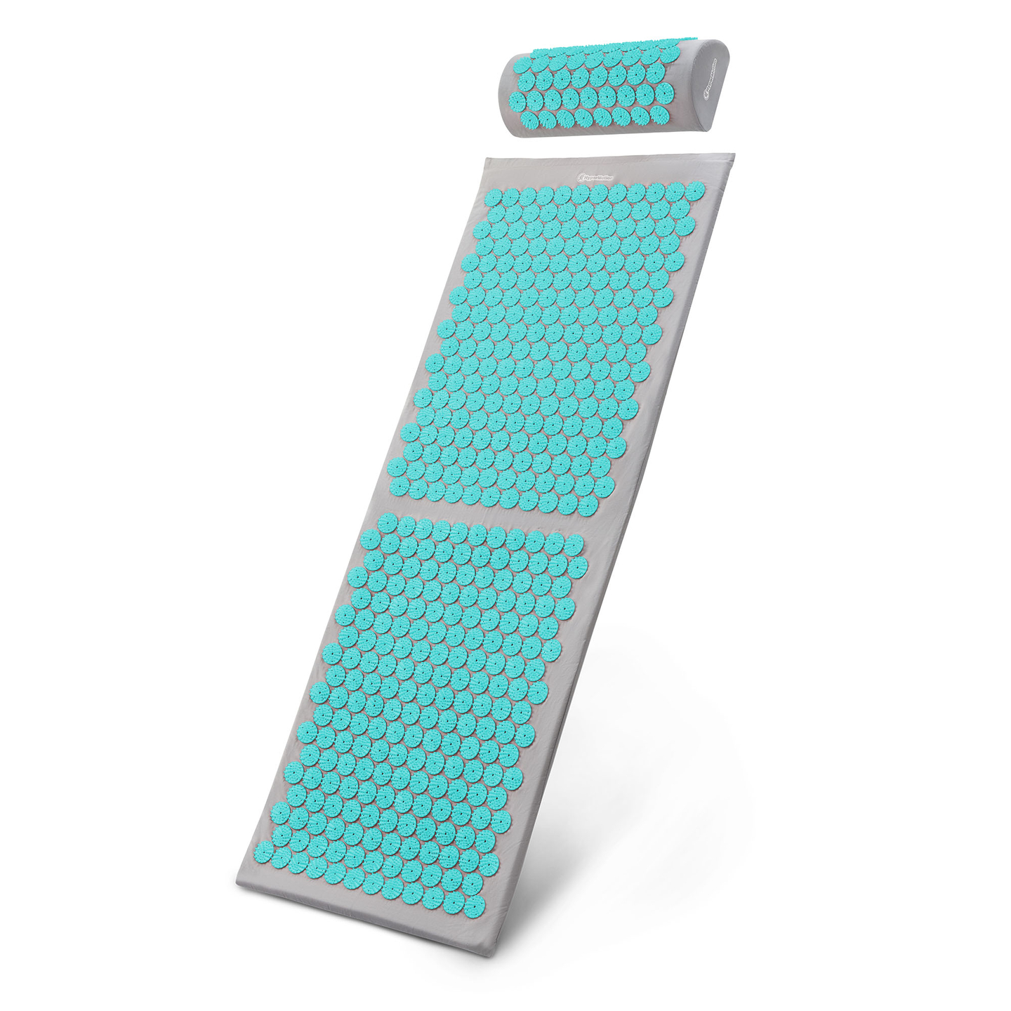 Didelis akupresūros kilimėlis su pagalvėle ir užvalkalu – 130 cm „HyperMotion“ pilkai mėtinis