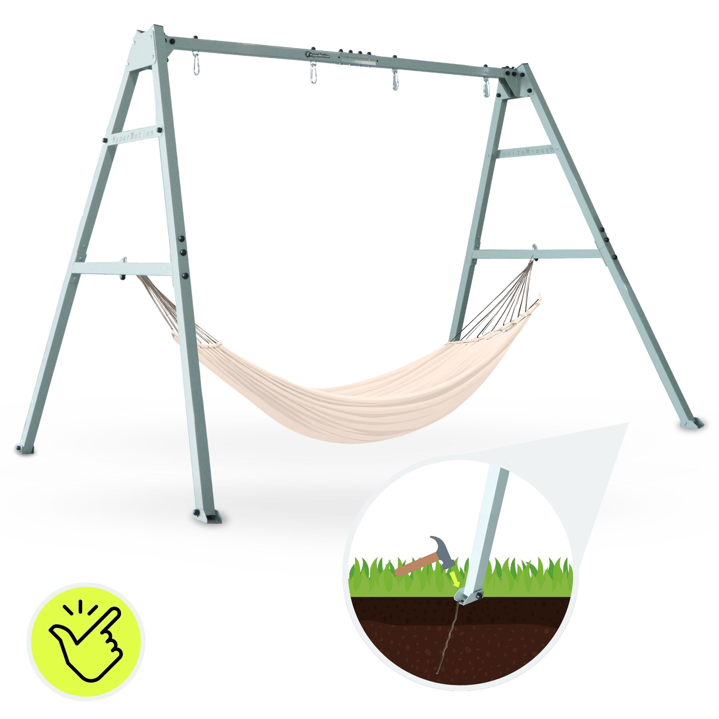 Dvigubos sūpynės su priedais - plieninis rėmas - eršketo lizdas, sūpynės ir hamakas