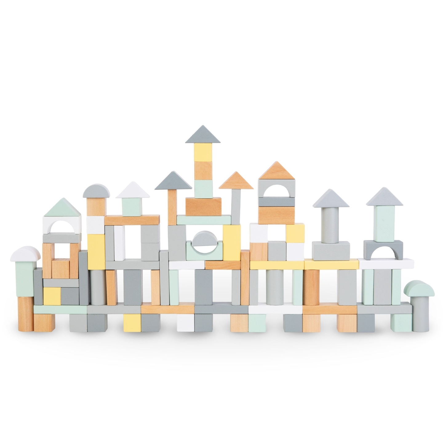 Pastelinės medinės kaladėlės - 100 XL dalių rinkinys