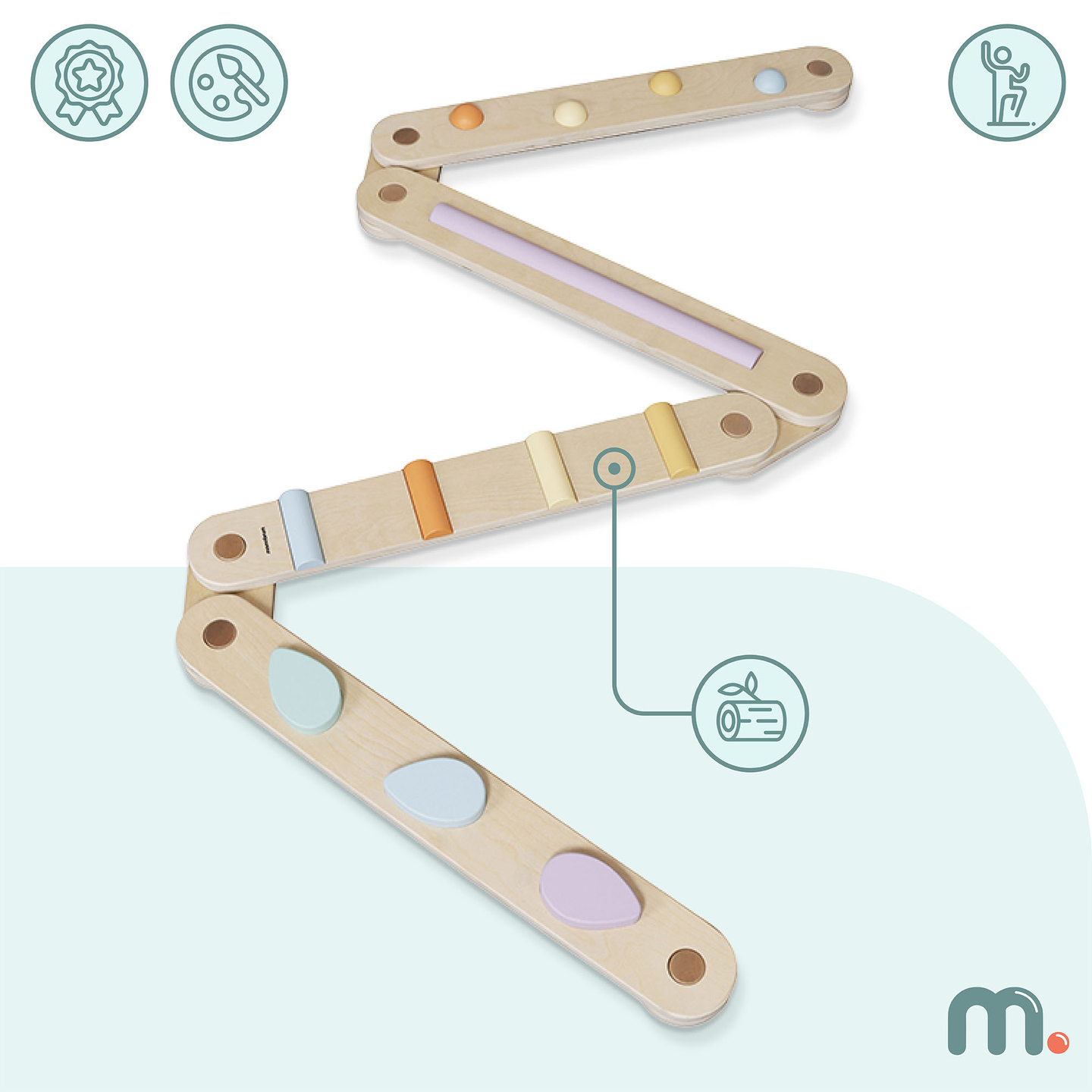 Didelis medinis sensorinis takas - pusiausvyros takas - 9 elementai