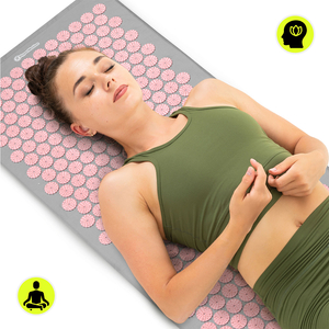 Didelis akupresūros kilimėlis su pagalvėle ir užvalkalu – 130 cm „HyperMotion“ pilkas ir rožinis