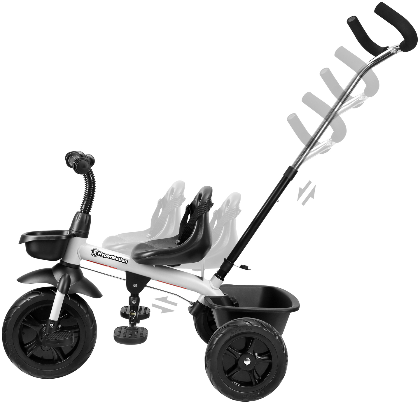 "HyperMotion TOBI VECTOR" triratukas - amžini pripučiami ratai + stūmimo strypas. Spalva: šviesiai pilka.