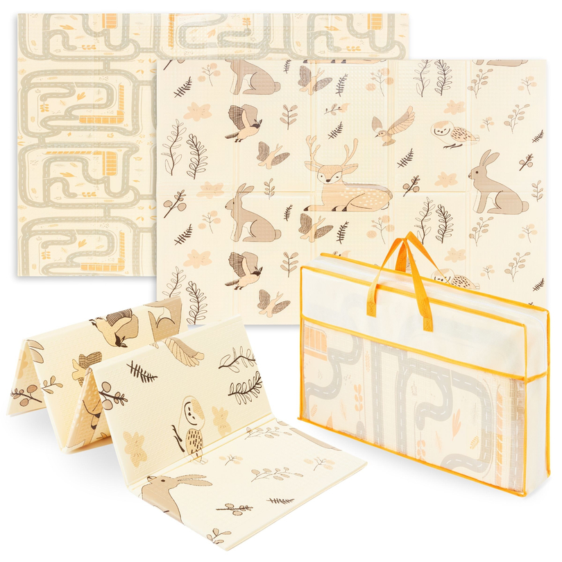 Dvipusis sulankstomas putplasčio kilimėlis 180 x 120 x 1 cm – Magic Forest/Rudens gatvės – boho