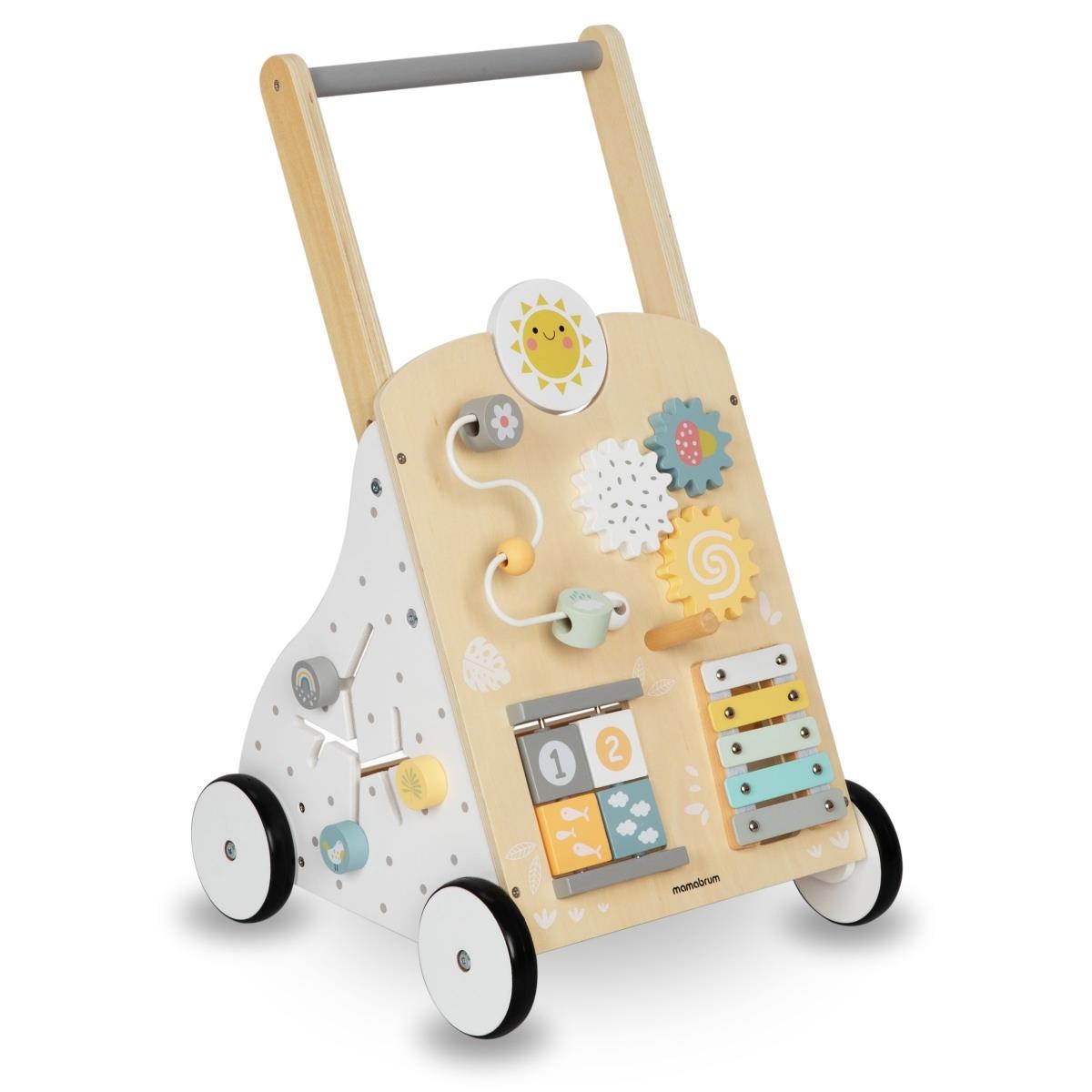 Edukacinė medinė vaikštynė 8in1 / kūdikių stumdyklė - manipuliacinė lenta