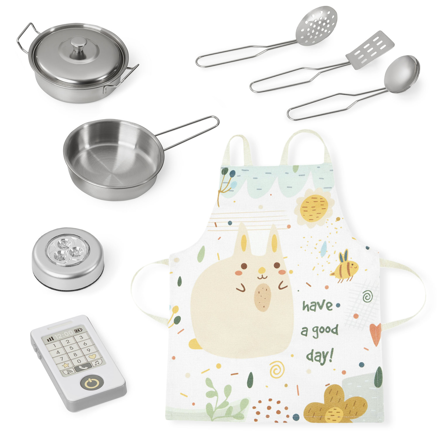 XXL medinė virtuvė su LED apšvietimu, prijuoste ir priedais