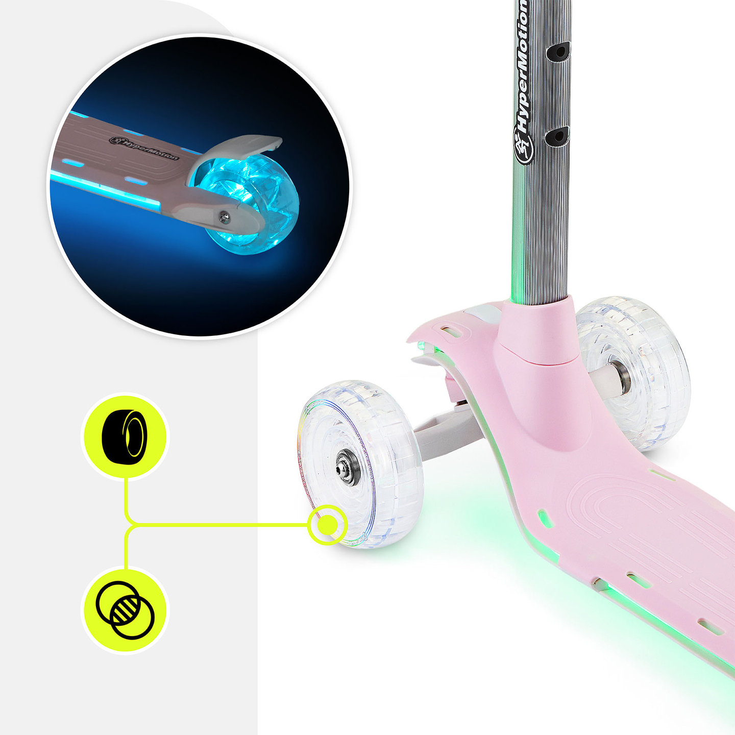 HyperMotion BECKY balansinis paspirtukas - RGB LED apšvietimas, rožinis